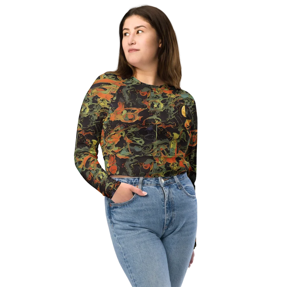 Ember Tangle on Long Sleeve Crop Top — Front