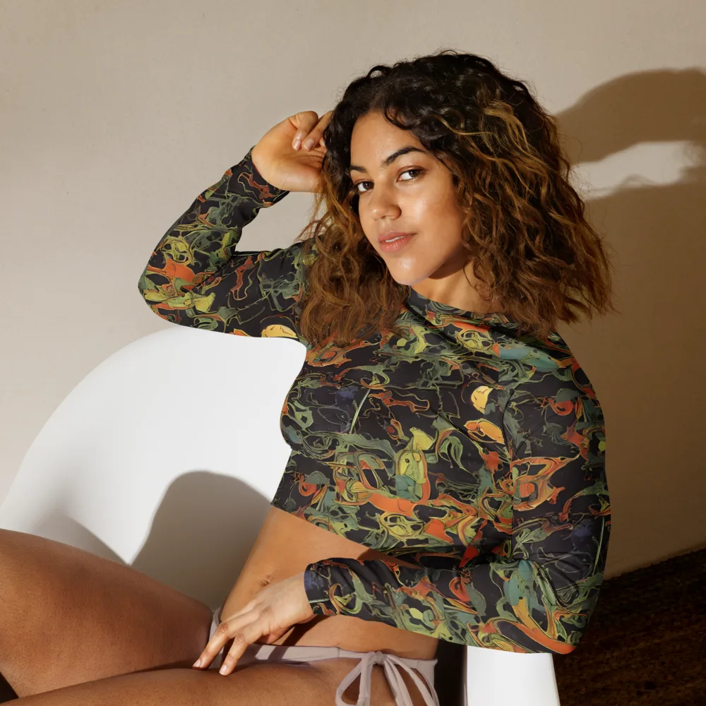 Ember Tangle on Long Sleeve Crop Top — Left Front