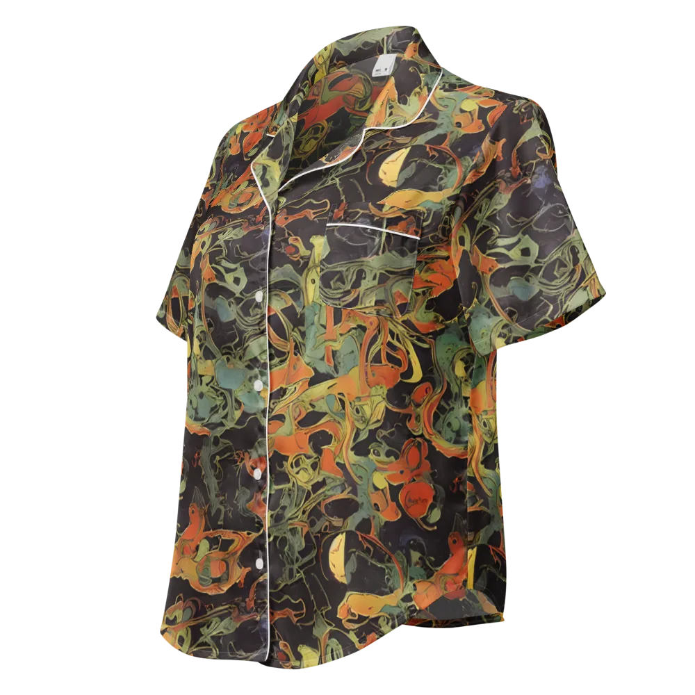 Ember Tangle on Women's Short Sleeve Pajama Top — Left Front