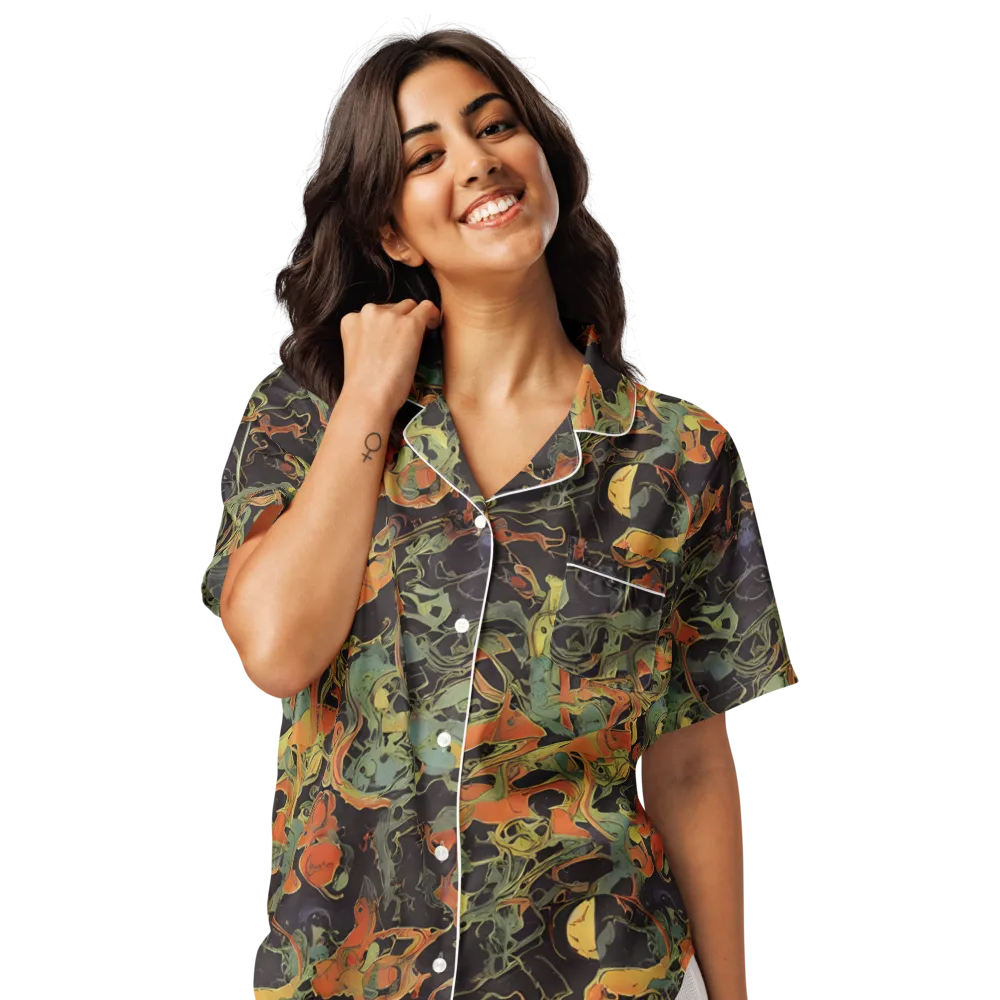 Ember Tangle on Women's Short Sleeve Pajama Top — Front