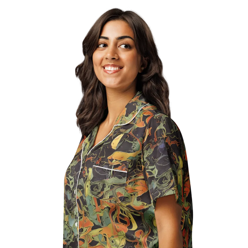 Ember Tangle on Women's Short Sleeve Pajama Top — Left Front