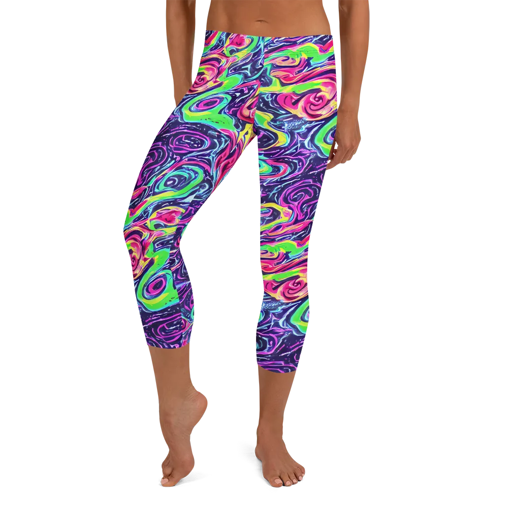The Color Spiral on Capri Leggings — Front