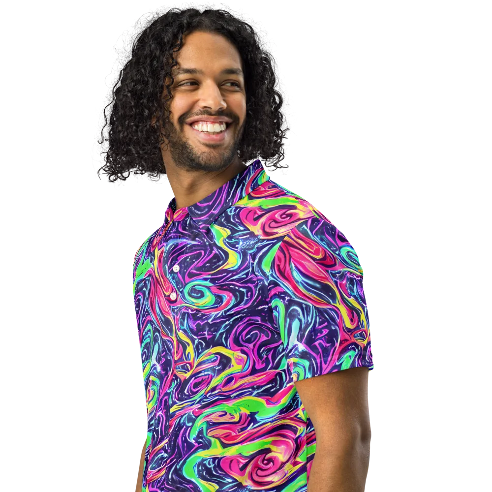 The Color Spiral on Men's Slim Fit Polo Shirt — Left Front