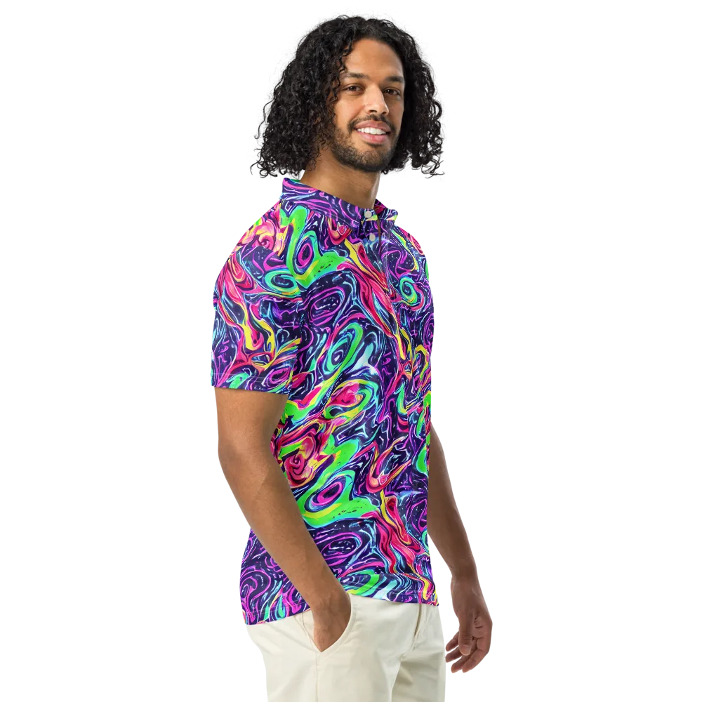 The Color Spiral on Men's Slim Fit Polo Shirt — Right Front