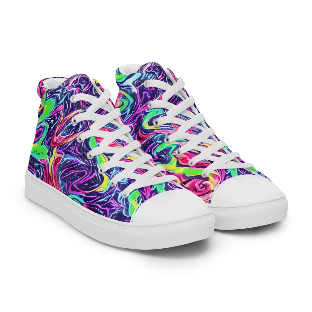The Color Spiral on Men's High Top Canvas Shoes — Right Front