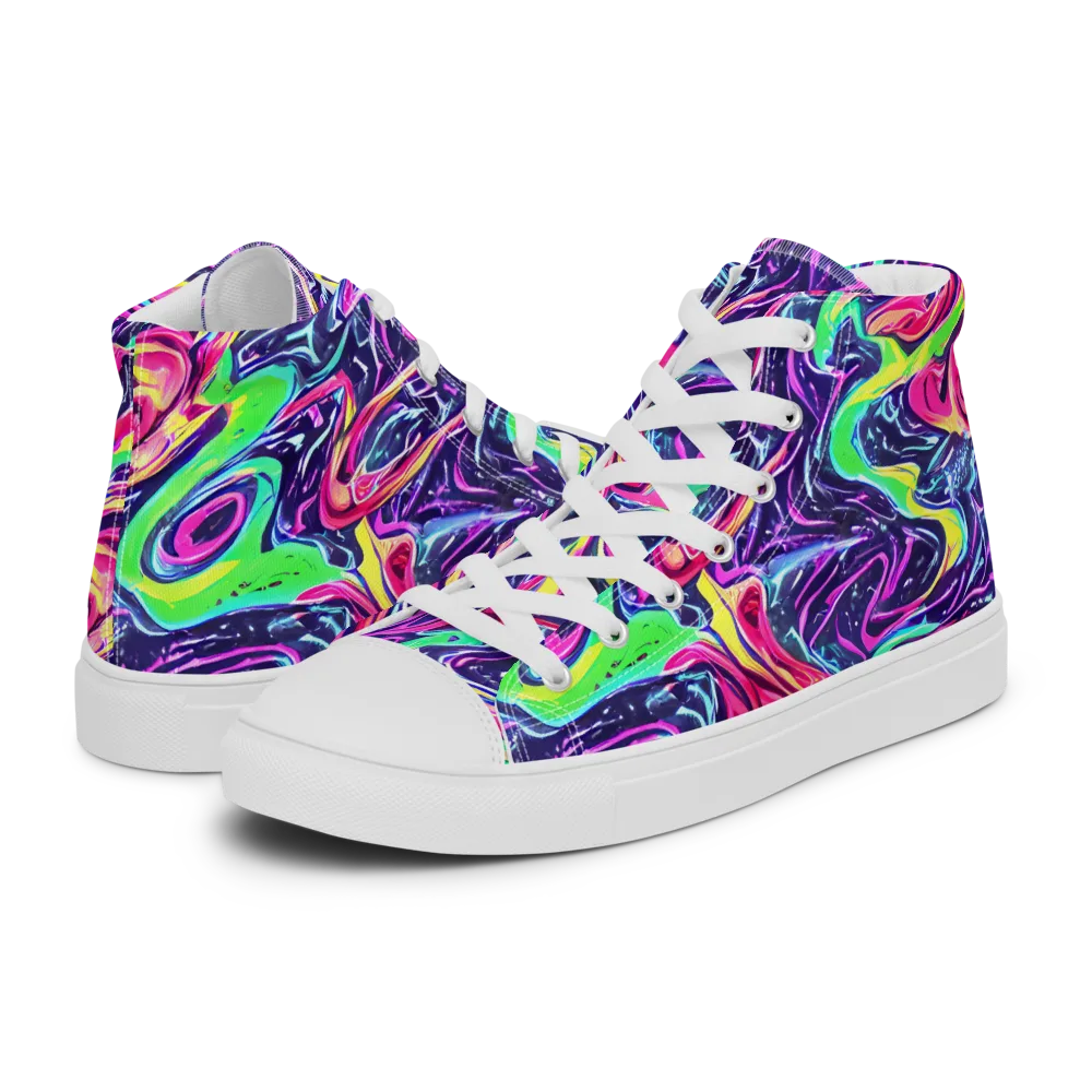 The Color Spiral on Men's High Top Canvas Shoes — Left