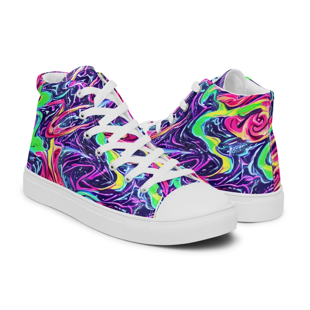 The Color Spiral on Men's High Top Canvas Shoes — Right