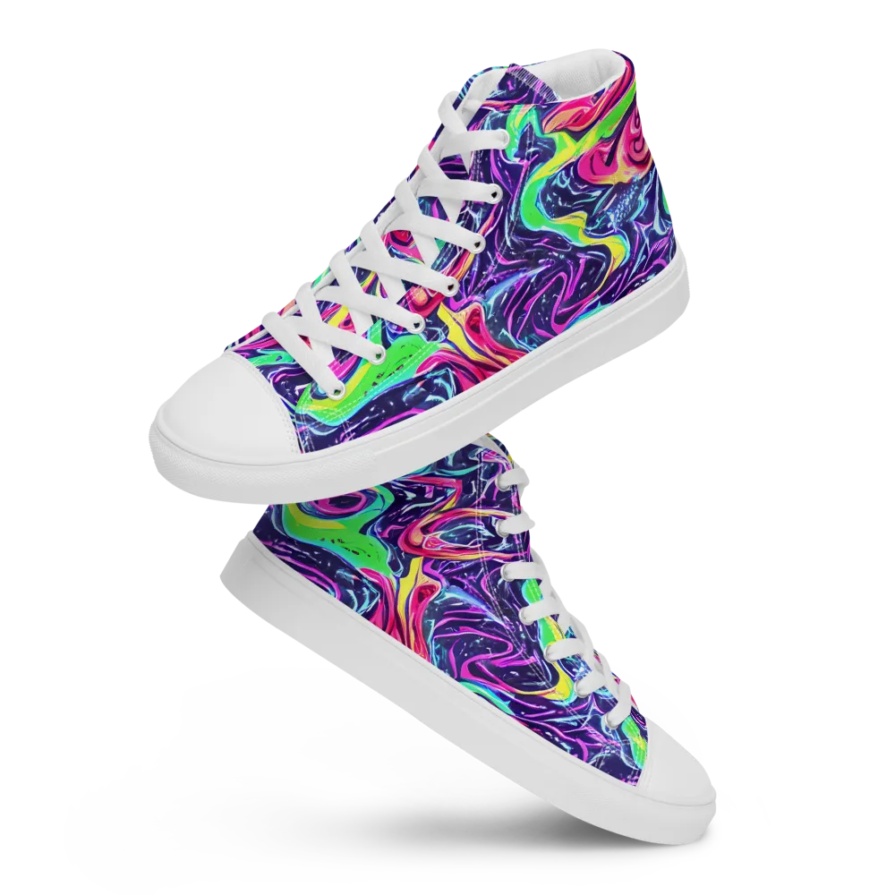 The Color Spiral on Men's High Top Canvas Shoes — Front