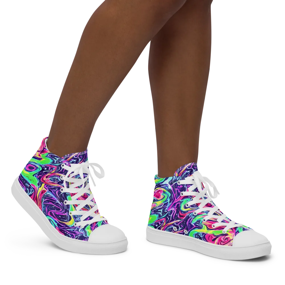 The Color Spiral on Women's High Top Canvas Shoes — Right