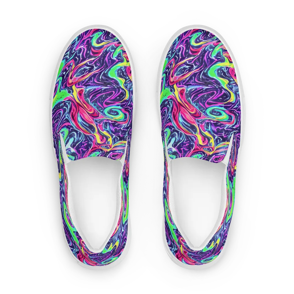 The Color Spiral on Men's Slip-On Canvas Shoes — Front