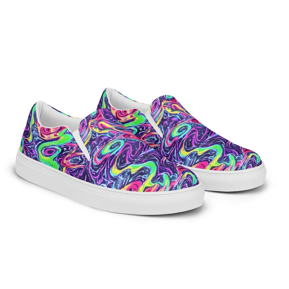 The Color Spiral on Men's Slip-On Canvas Shoes — Right Front