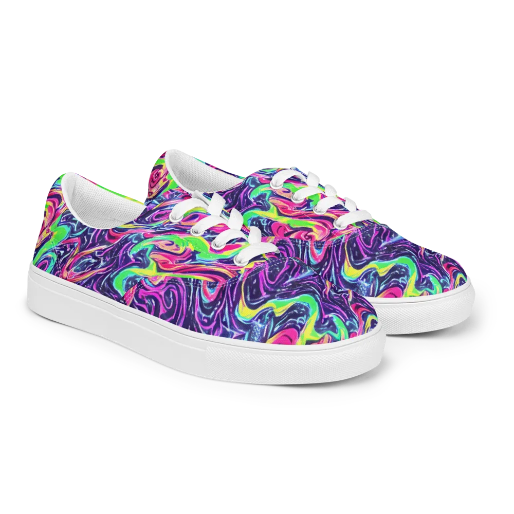 The Color Spiral on Men's Lace-Up Canvas Shoes — Right Front