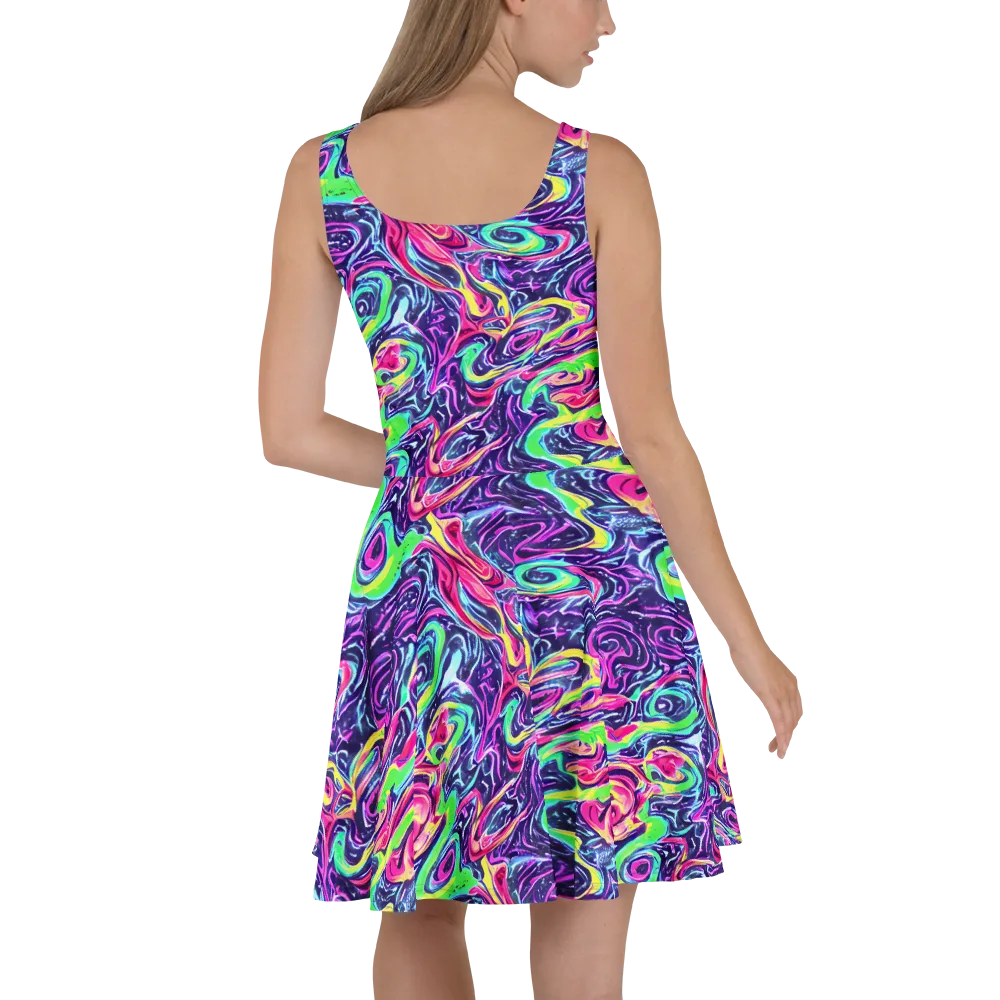 The Color Spiral on Skater Dress — Back