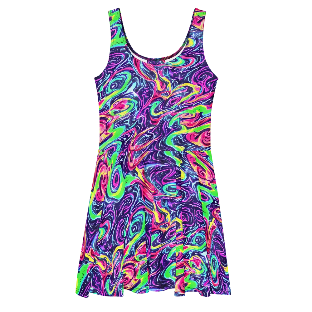 The Color Spiral on Skater Dress — Front