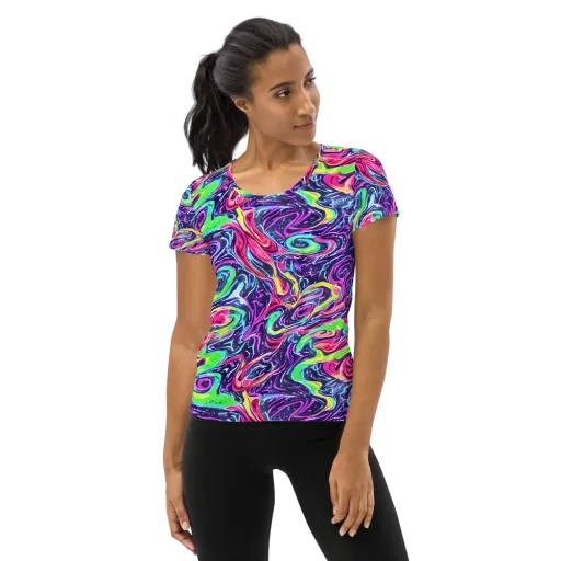 The Color Spiral on a Women's Athletic T-Shirt