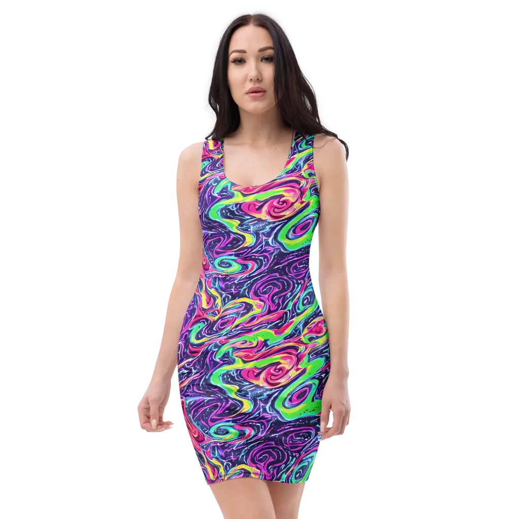 The Color Spiral on Bodycon Dress — Front