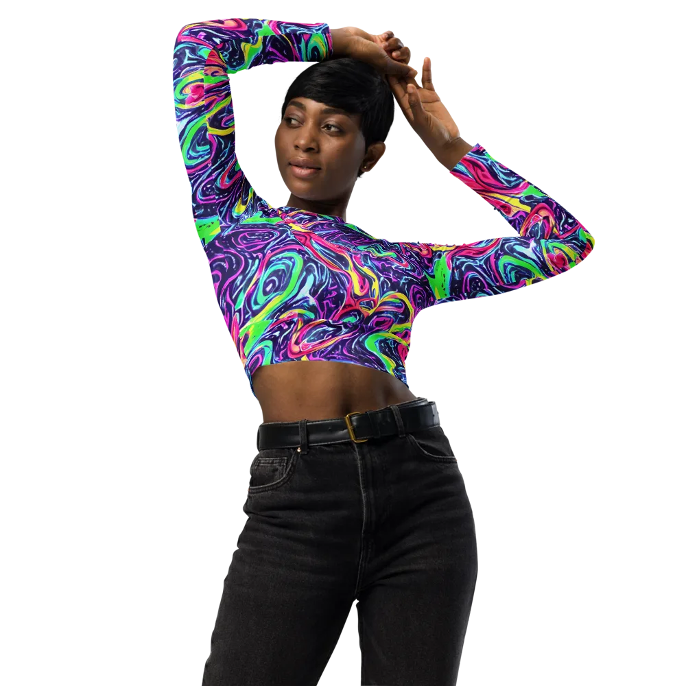 The Color Spiral on Long Sleeve Crop Top — Front