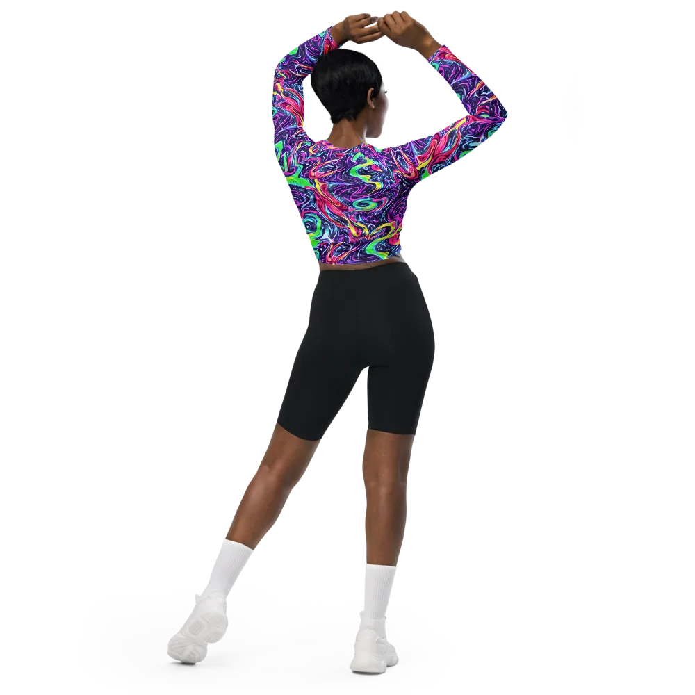 The Color Spiral on Long Sleeve Crop Top — Back