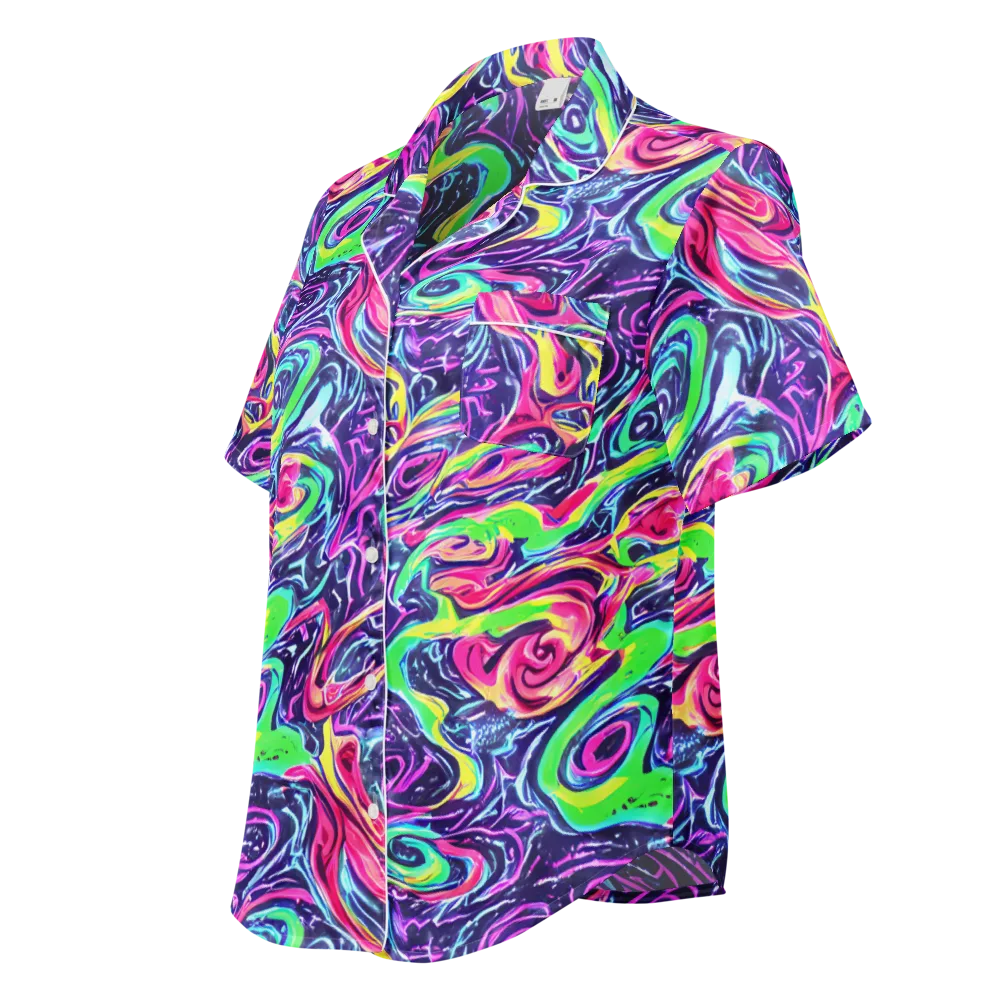 The Color Spiral on Women's Short Sleeve Pajama Top — Left Front