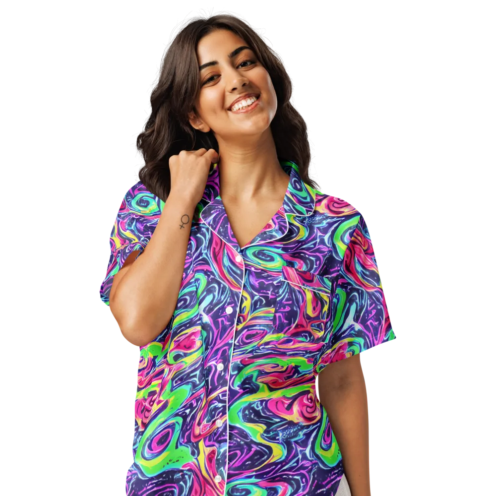 The Color Spiral on Women's Short Sleeve Pajama Top — Front