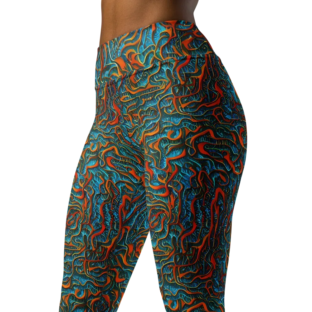 Inferno Aquatic on Yoga Leggings — Left Front
