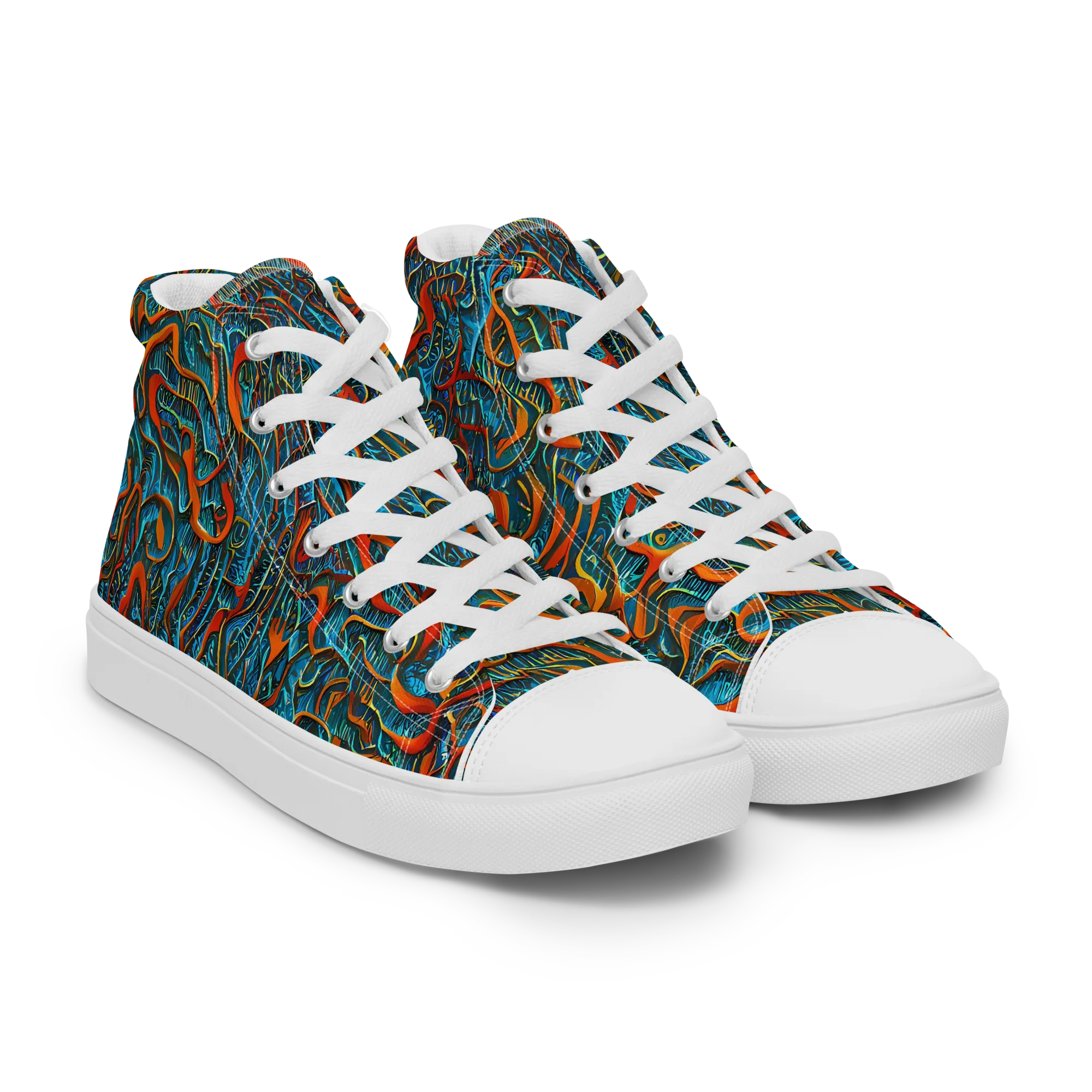 Inferno Aquatic on Men's High Top Canvas Shoes — Right Front