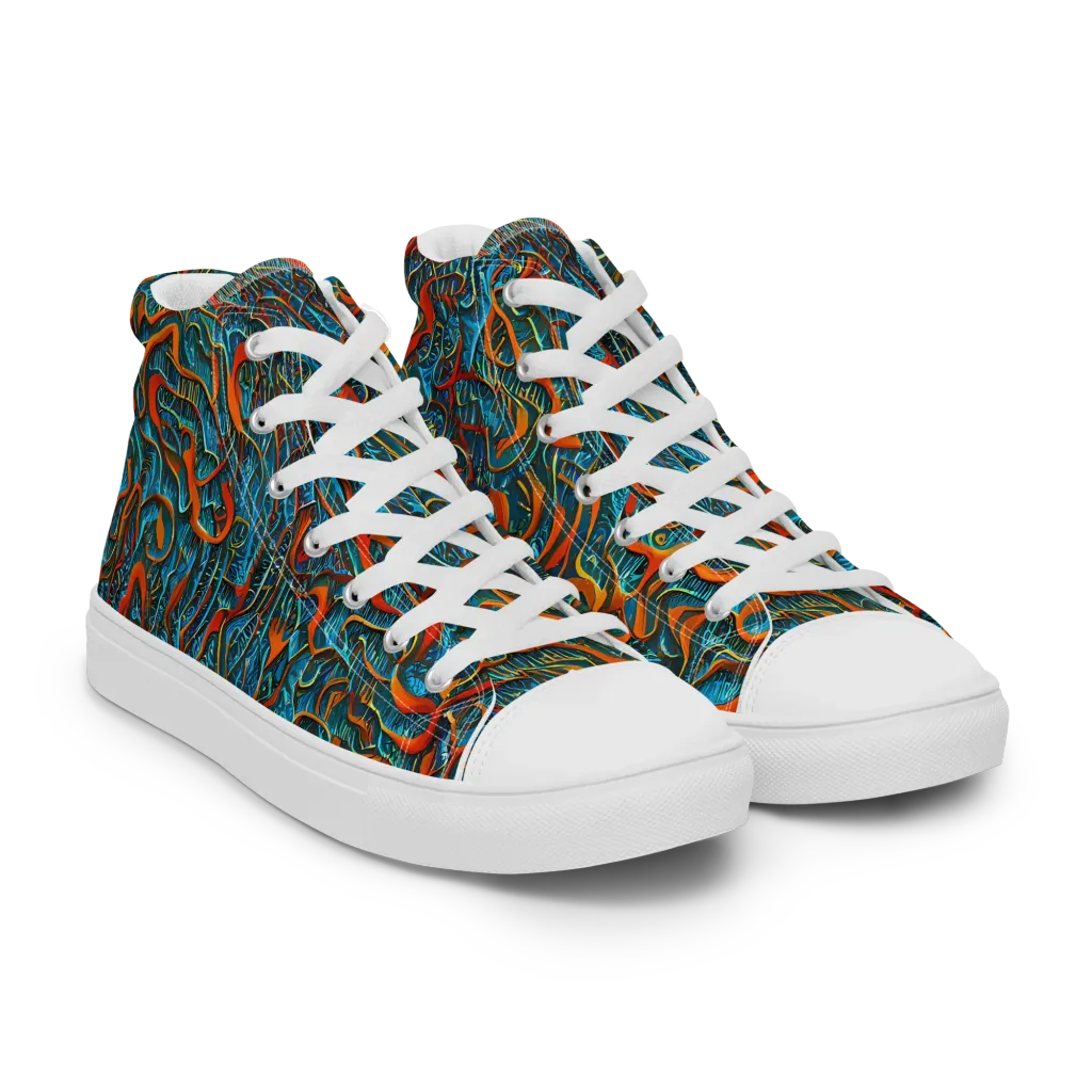 Inferno Aquatic on Men's High Top Canvas Shoes — Right Front