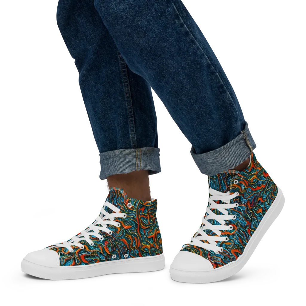 Inferno Aquatic on Men's High Top Canvas Shoes — Left