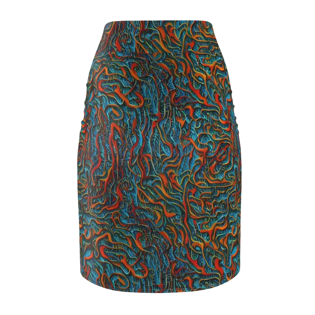 Inferno Aquatic on Pencil Skirt — Back
