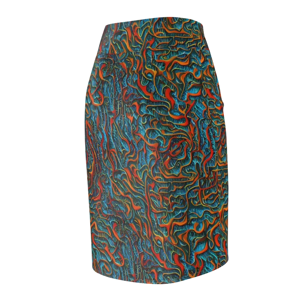 Inferno Aquatic on Pencil Skirt — Back Side