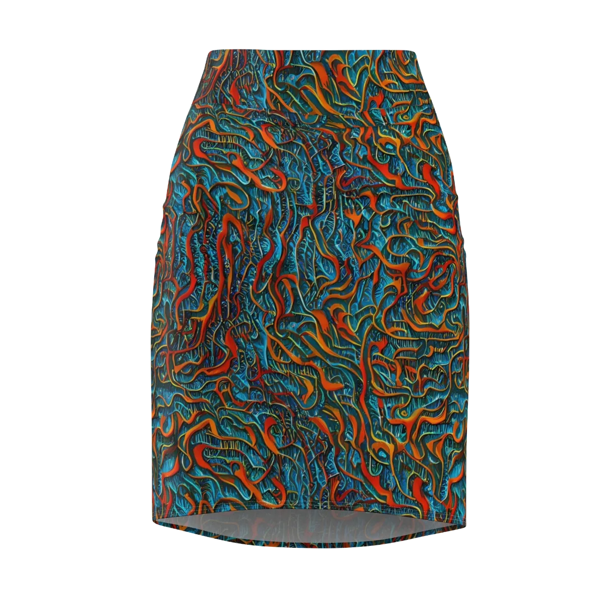 Inferno Aquatic on Pencil Skirt — Front
