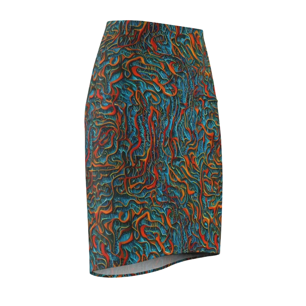 Inferno Aquatic on Pencil Skirt — Front Side