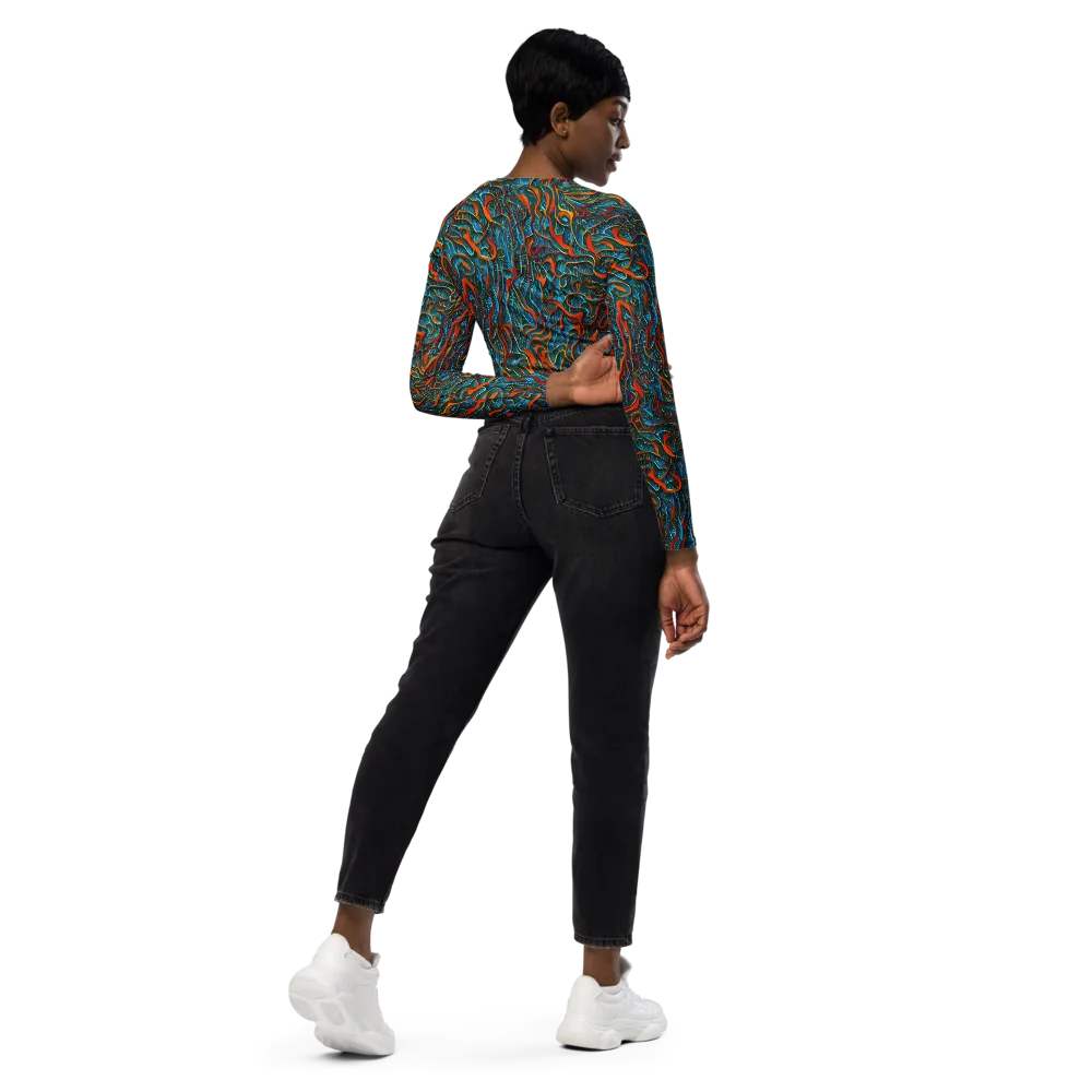 Inferno Aquatic on Long Sleeve Crop Top — Right Back