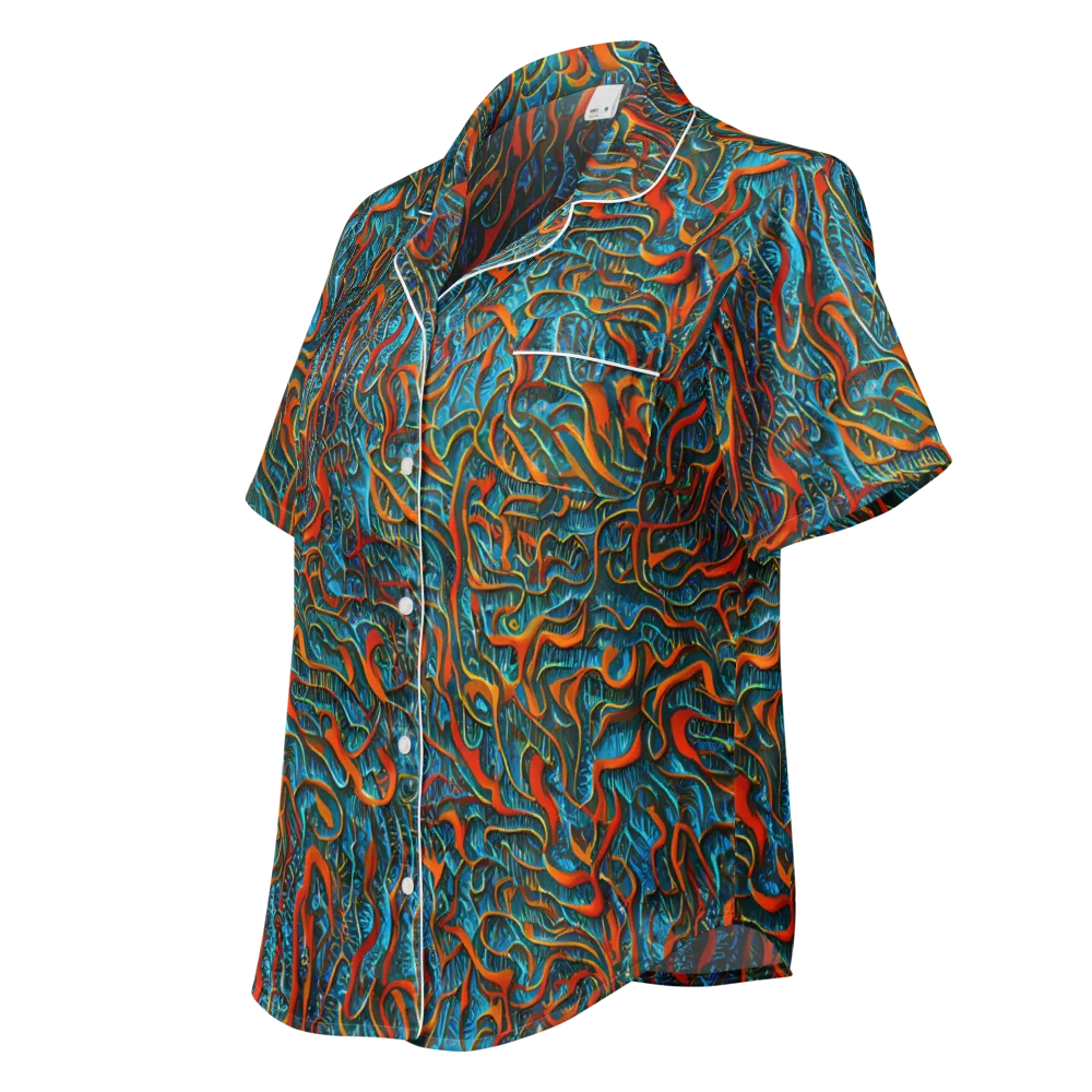 Inferno Aquatic on Women's Short Sleeve Pajama Top — Left Front