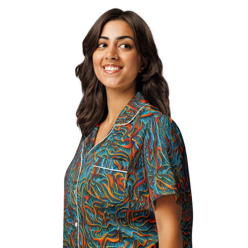 Inferno Aquatic on Women's Short Sleeve Pajama Top — Left Front