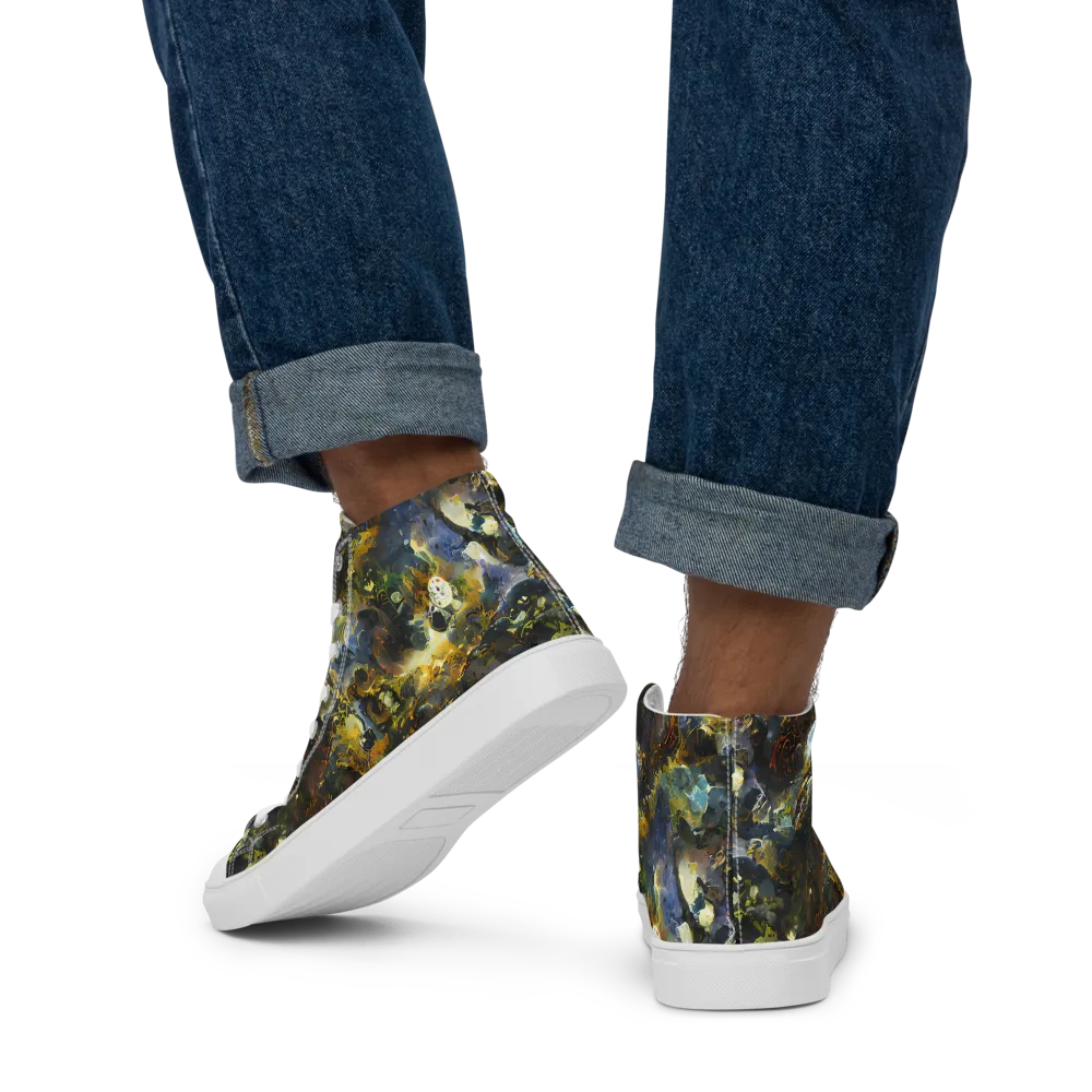 Obsidian Canopy on Men's High Top Canvas Shoes — Back