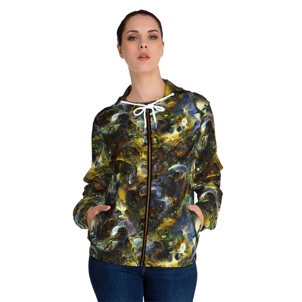 Obsidian Canopy on Women's Full-Zip Hoodie — Front On Person