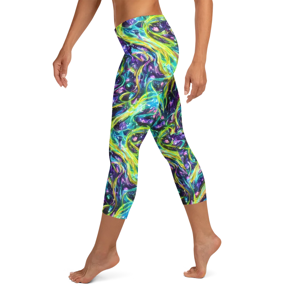 Hypercolor Lagoon on Capri Leggings — Left
