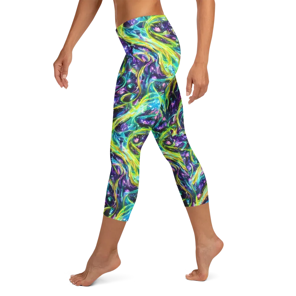 Hypercolor Lagoon on Capri Leggings — Left
