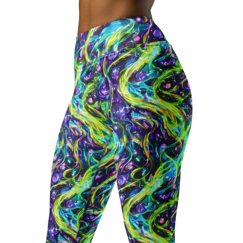 Hypercolor Lagoon on Yoga Leggings — Left Front