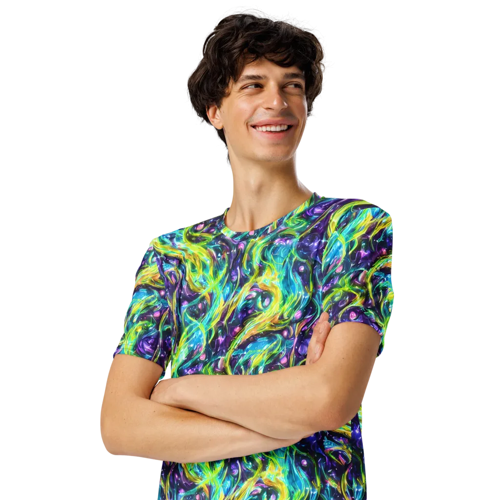 Hypercolor Lagoon on Men's Crew Neck T-Shirt — Left Front