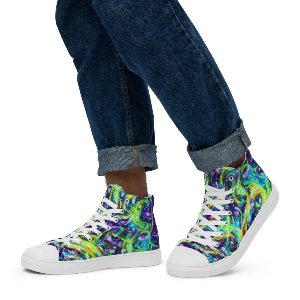 Hypercolor Lagoon on Men's High Top Canvas Shoes — Left