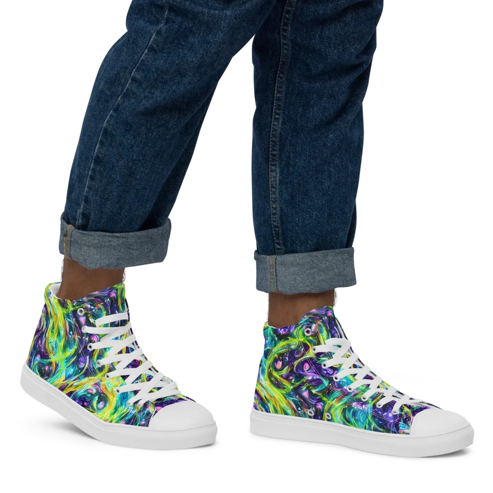 Hypercolor Lagoon on Men's High Top Canvas Shoes — Right