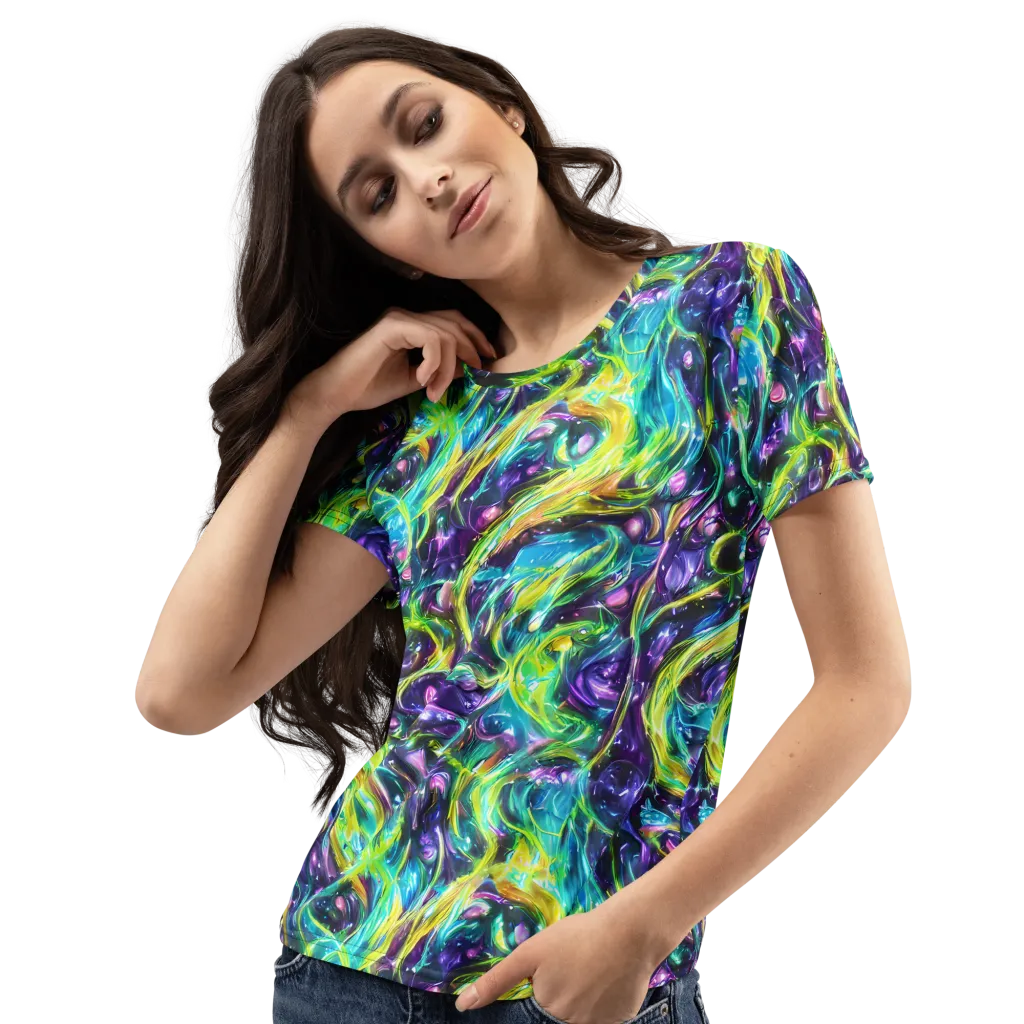 Hypercolor Lagoon on Women's Crew Neck T-Shirt — Left Front