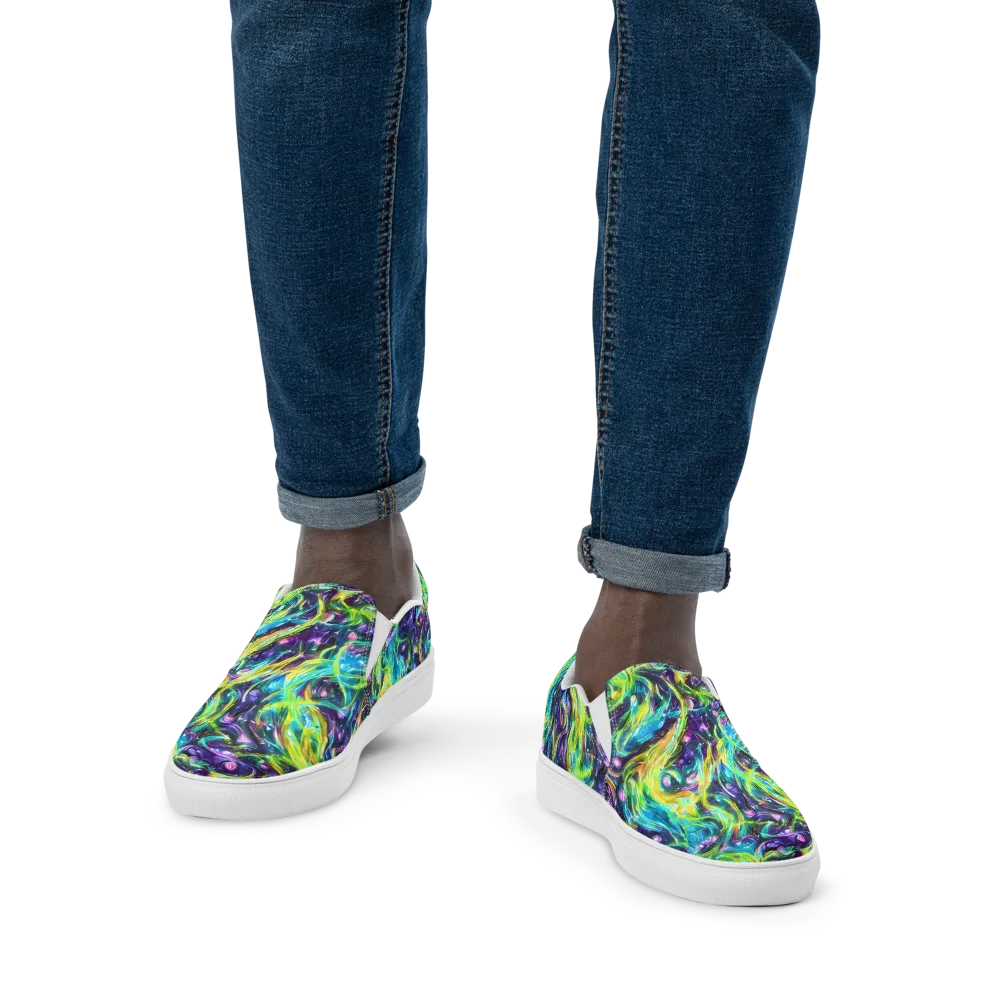 Hypercolor Lagoon on Men's Slip-On Canvas Shoes — Front