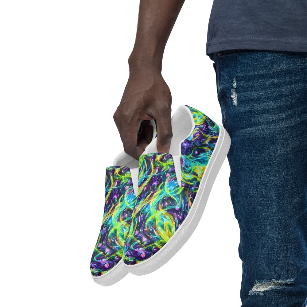 Hypercolor Lagoon on Men's Slip-On Canvas Shoes — Left Front