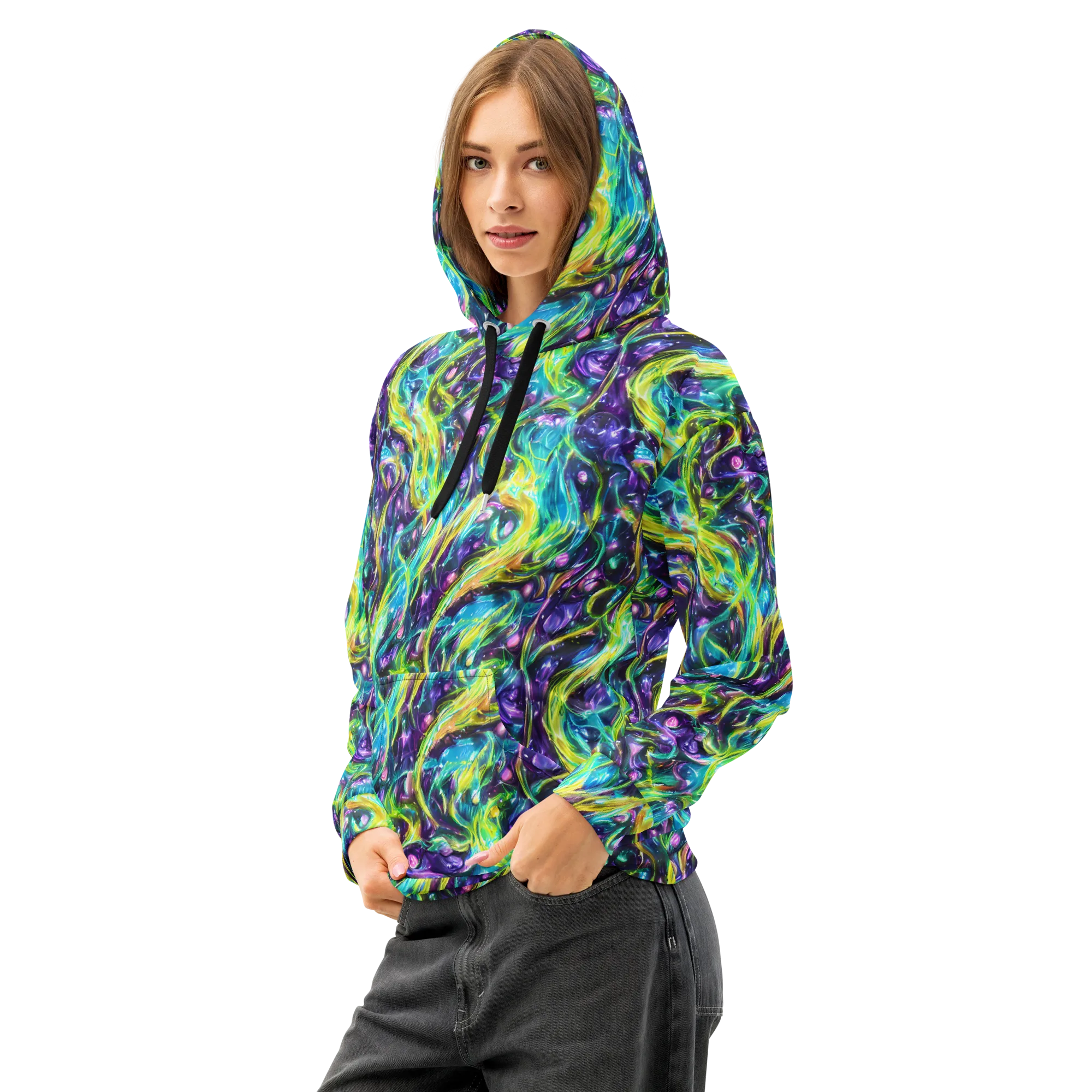 Hypercolor Lagoon on Cotton Hoodie — Left Front