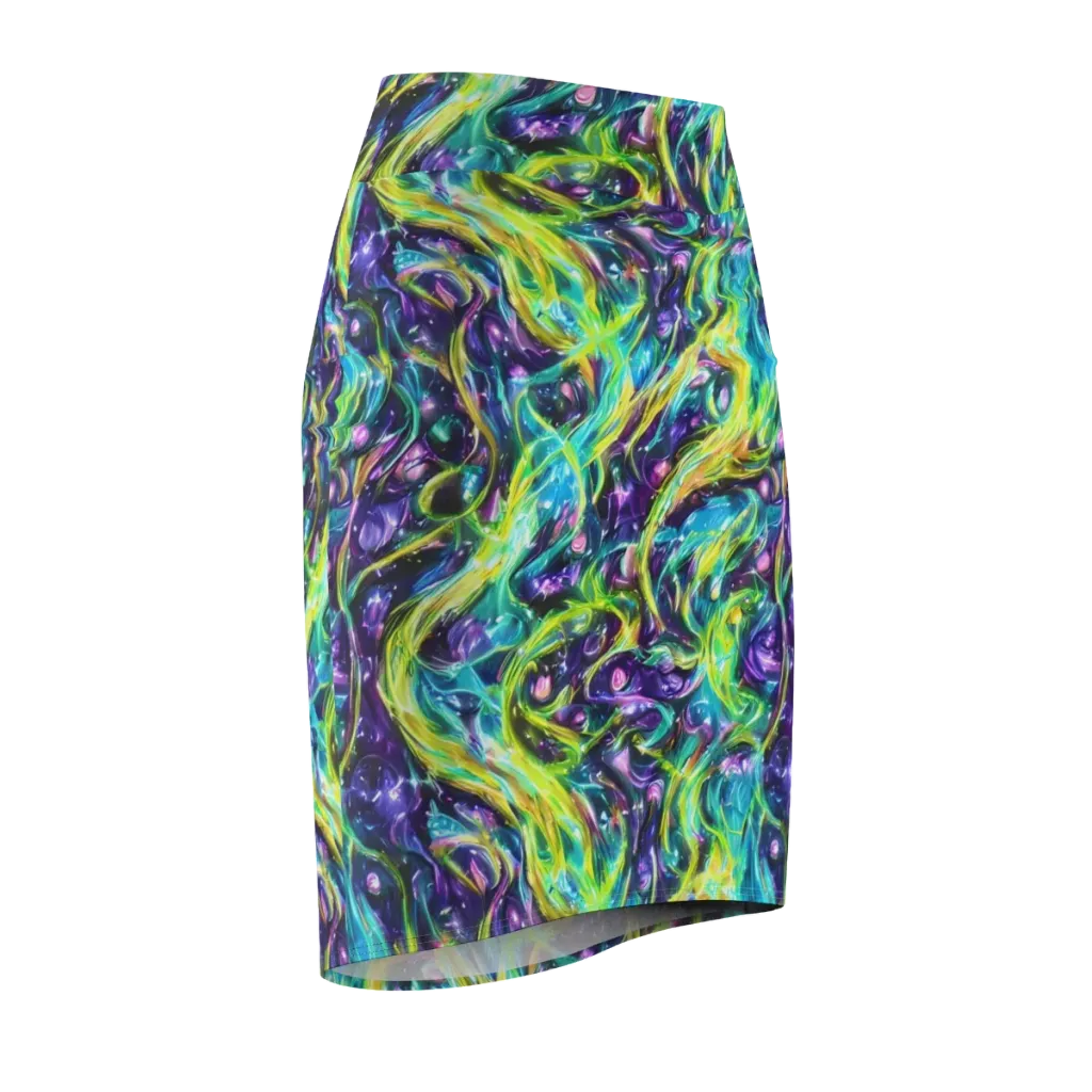Hypercolor Lagoon on Pencil Skirt — Front Side