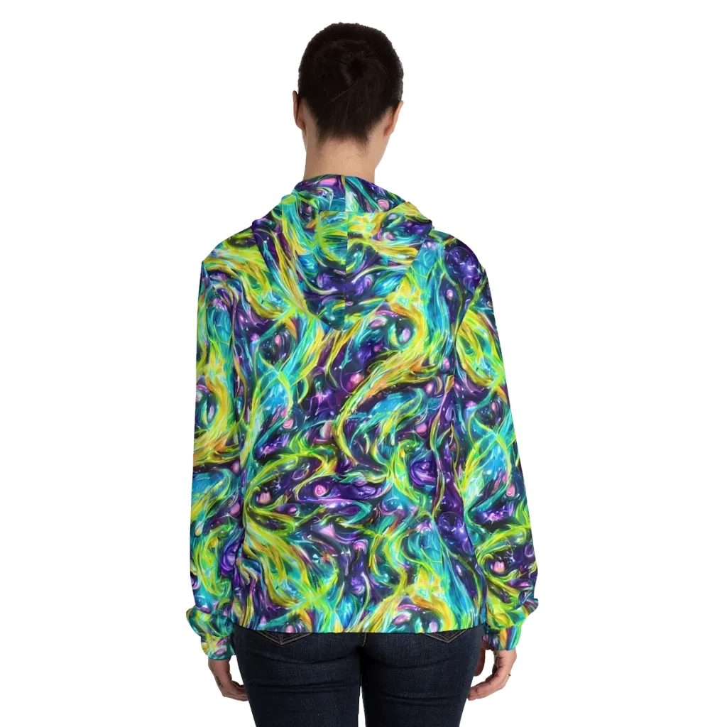 Hypercolor Lagoon on Women's Full-Zip Hoodie — Back On Person
