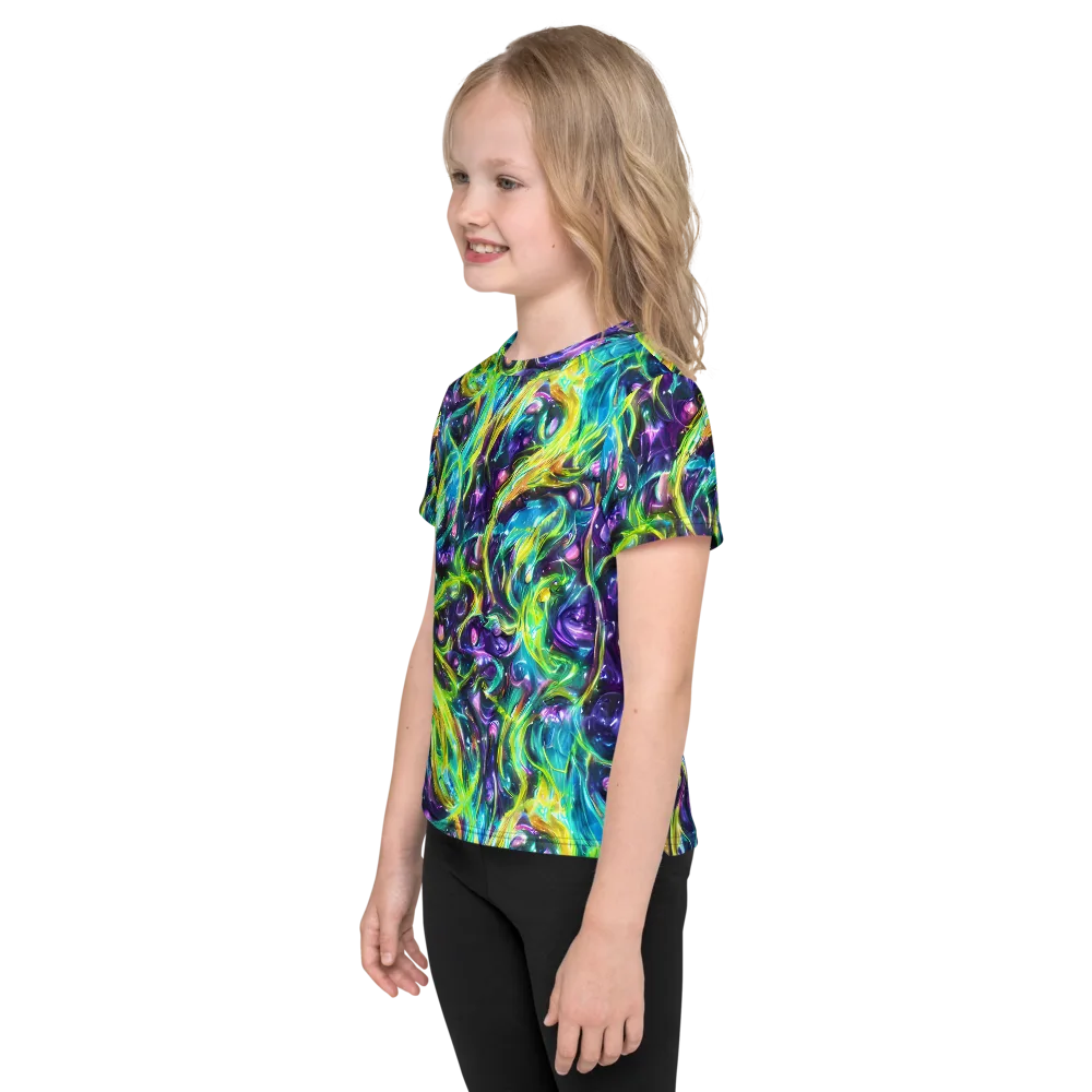 Hypercolor Lagoon on Kids Crew Neck T-Shirt — Left